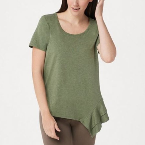 AnyBody Tops - AnyBody Cozy Knit Side Ruffle Tee 3938